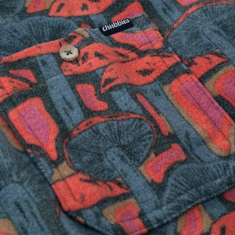 Men's Chubbies "The Funky Spore" Long Sleeve Flannel Overshirt Button-Up Shirt - Picture 6 of 7